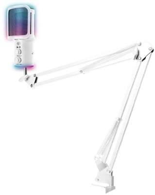 RITMIX RDM-278 USB Gaming White {Подключение  Type-C - USB A / Type-C, Jack 3,5 мм на наушники; размеры микрофона: 5 * 15* 5 см}