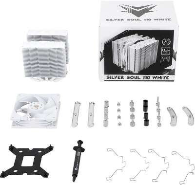 Устройство охлаждения(кулер) Thermalright Silver Soul 110 White Soc-AM5/AM4/1200/1700/1851 белый 4-pin 23dB Al+Cu 400gr Ret (SILVER-SOUL-110-WH)