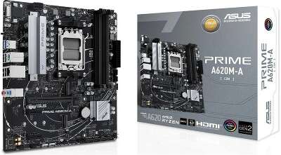 ASUS PRIME A620M-A-CSM (Socket AM5, mATX, 4xDDR5(192GB), VGA/DP/HDMI, 1xPCIe 4.0x16/2xPCIe 3.0x1, 1xLAN, 4xSATA 6Gb/s, 2xM.2, 2xUSB 3.2, 1xPS/2)