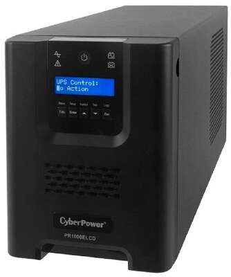 ИБП CyberPower PR1000ELCD {Line-Interactive, Tower, 1000VA/900W USB/RS-232/EPO/SNMPslot (8 IEC С13), 12В/12 Ач х 2}