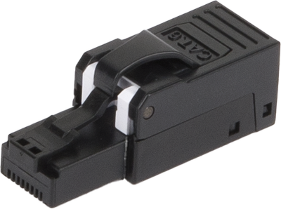 Полевой коннектор RJ45/8P8C NIKOMAX серии Premium, Кат.6 (Класс E), 250МГц, покрытие 50мкд, универсальные ножи, T568B, самозажимной, компактный, пластик, черный