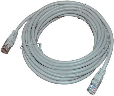 Коммутационный шнур NETLAN U/UTP 4 пары, Кат.5е (Класс D), 100МГц, 2хRJ45/8P8C, T568B, заливной, многожильный, CCA, PVC нг(B), серый, 10м, уп-ка 10шт.