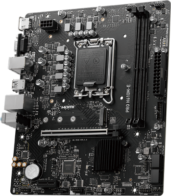 Материнская плата MSI PRO H610M-E DDR5 s1700,2DDR5,1PCI-Ex16,1PCI-Ex1,1M.2,4SATA3.0,4USB3.2Gen1, mATX,RTL