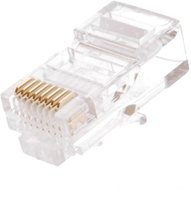 Коннектор NETLAN RJ45/8P8C под витую пару, Кат.5e (Класс D), 100МГц, покрытие 3мкд, универсальные ножи, для проводников 0,47-0,51мм, неэкранированный, уп-ка 1000шт.