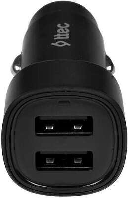Автомобильное зарядное устройство USB-A c кабелями Lightning и USB-C. Цвет: черный