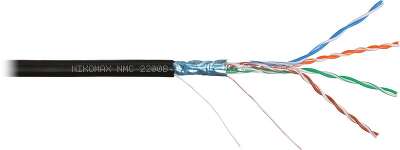 Кабель NIKOMAX F/UTP 4 пары, Кат.5e (Класс D), тест по ISO/IEC, 100МГц, одножильный, BC (чистая медь), 24AWG (0,50мм), полиэтилен, внешний, черный, 305м - гарантия: 1 год