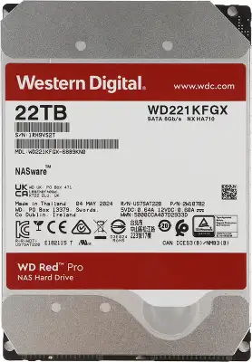 Жесткий диск WD SATA-III 22TB WD221KFGX NAS Red Pro (7200rpm) 512Mb 3.5