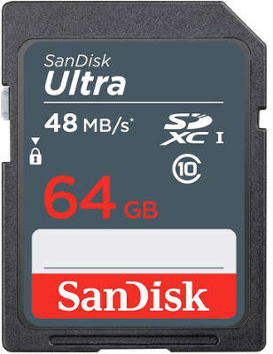Карта памяти 64 Гб SDXC Sandisk Ultra Class 10 UHS-I [SDSDUNB-064G-GN3IN]