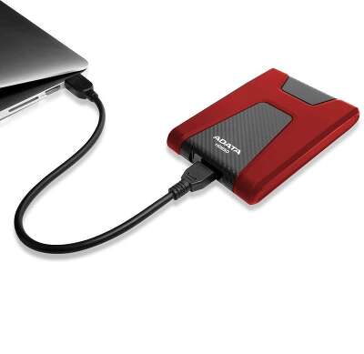 Жесткий диск внешний/ Portable HDD 1TB ADATA HD650 (Red), Silicone, USB 3.2 Gen1, 121x81x21mm, 201g /3 года/