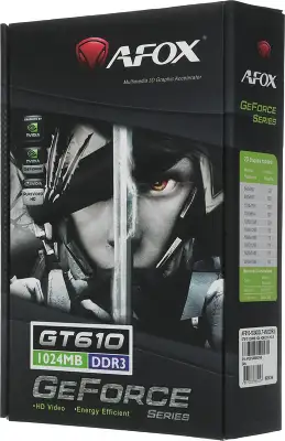 Видеокарта Afox PCI-E 3.0 AF610-1024D3L7-V6 NVIDIA GeForce GT 610 1Gb 64bit DDR3 810/1333 DVIx1 HDMIx1 CRTx1 HDCP Ret
