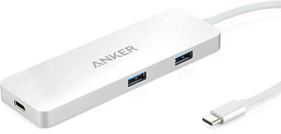 Адаптер Anker Premium USB-C Hub V2 with HDMI and Power Delivery, Silver [A8342H41]