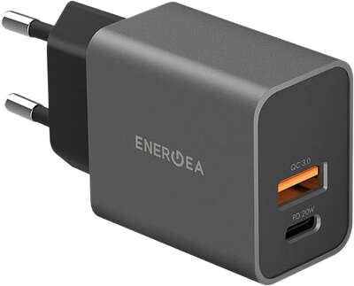Зарядное устройство EnergEA Ampcharge PD20 PLUS, USB-C PD 20W/USB QC3.0 20W, Black [CHR-AC-PDQ20EU]