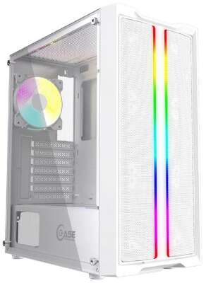 Powercase CMIEW-F4S Корпус Mistral Evo White, Tempered Glass, 1x 120mm PWM ARGB fan + ARGB Strip + 3x 120mm PWM non LED fan, белый, ATX  (CMIEW-F4S)