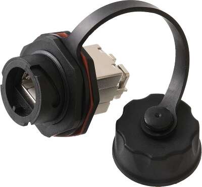 Индустриальный модуль-вставка NIKOMAX, Кат.6 (Класс E), 250МГц, RJ45/8P8C, 110/KRONE, T568A/B, экранированный, IP67, с защитной крышкой, черный