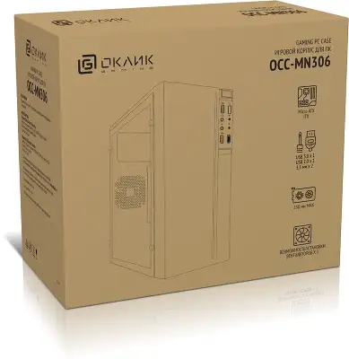 Корпус Оклик OCC-MN306 черный без БП mATX 1x80mm 2x120mm 1xUSB2.0 1xUSB3.0 audio