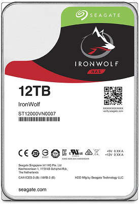 Жесткий диск SATA-3 12TB [ST12000VN0007] Seagate Ironwolf 256MB 3.5"