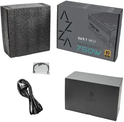Блок питания Azza ATX 750W PSAZ-750G Gen.5 80+ gold (20+4pin) APFC 120mm fan 6xSATA Cab Manag RTL