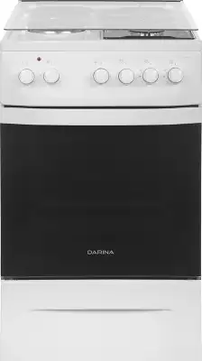 Плита Комбинированная Darina 1D KM 241 337 W белый/черный (стеклянная крышка) реш.сталь