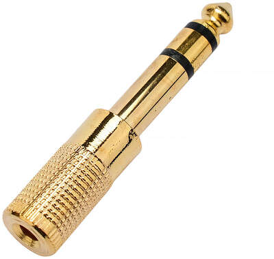 Аудио переходник Cablexpert A-35M-63F, Jack3.5(M) на Jack6.3(F) стерео, цвет золотой, пакет