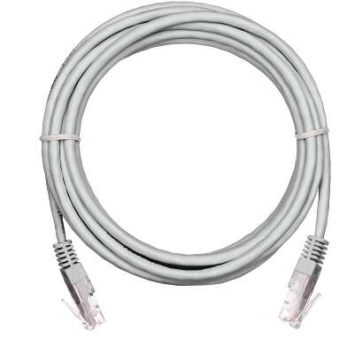 Коммутационный шнур NETLAN U/UTP 4 пары, Кат.5е (Класс D), 100МГц, 2хRJ45/8P8C, T568B, заливной, многожильный, BC (чистая медь), LSZH нг(B)-HF, серый, 1,5м, уп-ка 10шт.