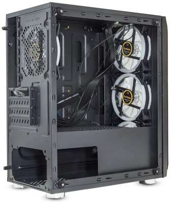 Корпус MINITOWER mATX W/PSU 2xUSB+USB3.0 аудио черный 4x120mm Fan с RGB подсветкой боковая панель - закаленное стекло Mistery R3 EX294383RUS EXEGATE