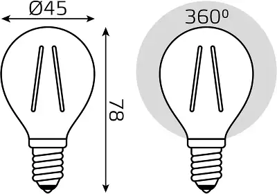 Лампа филам. Gauss Filament 12Вт цок.:E14 шар 220B св.свеч.бел.нейт. (упак.:10шт) (52122)