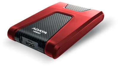 Жесткий диск внешний/ Portable HDD 1TB ADATA HD650 (Red), Silicone, USB 3.2 Gen1, 121x81x21mm, 201g /3 года/