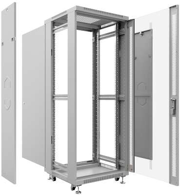 Cabeus SH-05C-12U60/60 Шкаф монтажный телекоммуникационный 19" напольный для распределительного и серверного оборудования 12U 600x600x730mm (ШхГхВ) передняя стеклянная и задняя сплошная металлическая 