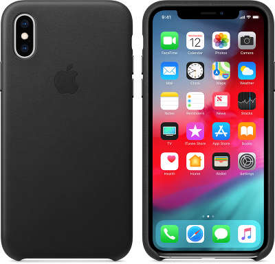 Кожаный чехол для iPhone XS Apple Leather Case, Black [MRWM2ZM/A]