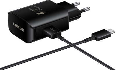 Зарядное устройство Samsung EP-TA300 с кабелем USB Type-C, 2.1А, чёрное