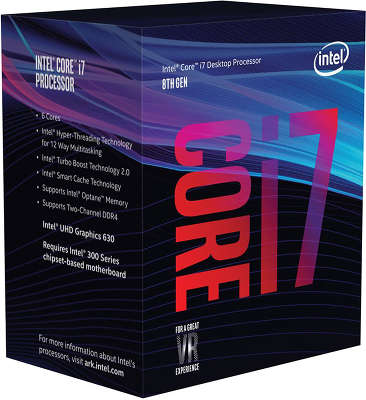 Процессор Intel® Core™ i7 8700 (3.2GHz) LGA1151 BOX (работает только с 3xx чипсетами intel)