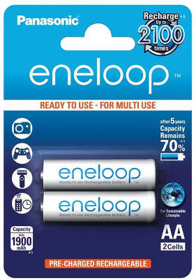 Комплект аккумуляторов AA Panasonic Eneloop BK-3MCCE/2BE, 1900 мАч (2 шт в блистере)