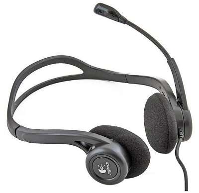 Гарнитура Logitech PC960 |981-000100| черная, USB, поворотный микрофон, пульт управления на кабеле, |981-000100| кабель 2.4м