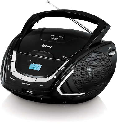 Аудиомагнитола BBK BX190U черный/серебристый 2.4Вт/CD/MP3/FM(an)/USB