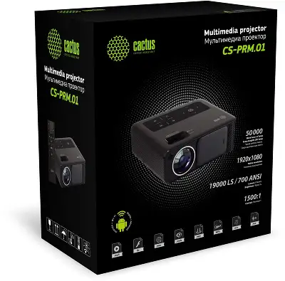 Проектор Cactus CS-PRM.01B.Full HD-A LCD 700Lm ANSI (1920x1080) 2500:1 ресурс лампы:50000часов 2xUSB typeA 2xHDMI 1.8кг