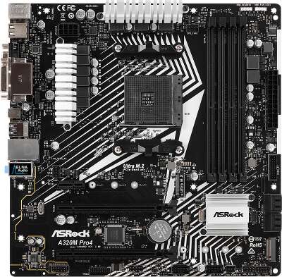 Материнская плата mATX LGAAM4 ASRock A320M PRO4 R2.0