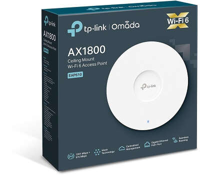 Точка доступа TP-LINK EAP610, LAN: 1x1 Гбит/с, 802.11a/b/g/n/ac/ax, 2.4 / 5 ГГц, до 1.2 Гбит/с