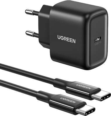 Зарядное устройство UGREEN CD250 (50581) USB-C 25W PD Charger + C-C 2M Cable EU. Цвет: черный