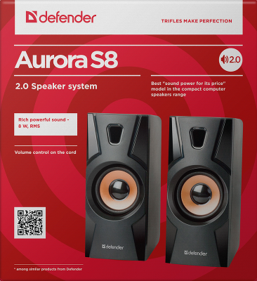 Defender Акустическая 2.0 система Aurora S8 черный, 8 Вт, питание от USB