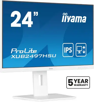 Монитор Iiyama 23.8" ProLite XUB2497HSU-W2 белый IPS LED 16:9 HDMI M/M матовая HAS Piv 300cd 178гр/178гр 1920x1080 100Hz DP FHD USB 4.9кг