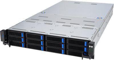 Сервер ASUS RS720A-E12-RS12 2U, 2x SP5 (LGA 6096), 24 DIMM DDR5, 12x 3.5”/2.5" (4NVMe/SAS* + 4NVMe/SATA/SAS* + 4SATA/SAS* hs), 2x M.2 slot 2280, 2x10Gbe RJ45, 8 slots PCIe 5.0, 1x OCP 3.0, 2x2600W