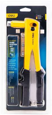 Ручной заклепочник с набором заклепок (60шт) Deli DL236910T 265мм, сталь 20Cr, диаметр 2,4 / 3,2 / 4,0 / 4,8 мм