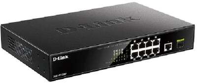 D-Link DGS-1010MP/A1A Неуправляемый коммутатор с 9 портами 10/100/1000Base-T, 1 портом 1000Base-X SFP (8 портов PoE 802.3af/at, PoE-бюджет 125 Вт)