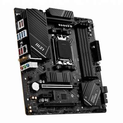Материнская плата MSI PRO B650M-A WIFI B650, AM5, 4*DDR5, 2*PCIEx16, 1*PCIEx1, 2*M.2, 1*TypeC, 4*USB3.2Gen2, 6*USB3.2Gen1, 4*USB2.0, 4*SATA3.0, 2.5G, DP, HDMI, M-ATX, RTL