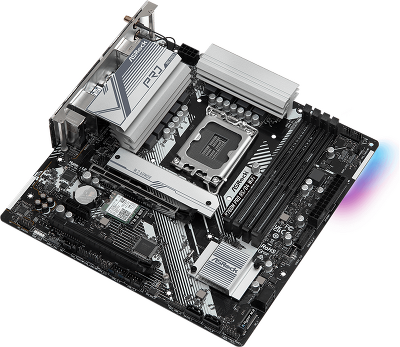 Материнская плата ASROCK B760M PRO RS/D4 WIFI, LGA1700, B760, 4*DDR4, 4*SATA, 2*M.2, 3*USB 3.2, 2*USB 2.0, Type-C, 2*PCIx16, 1*PCIx1, 1*M.2 (Key E), HDMI+DP, mATX