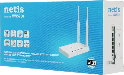 Роутер беспроводной Netis MW5250 N300 10/100BASE-TX/4G ready белый