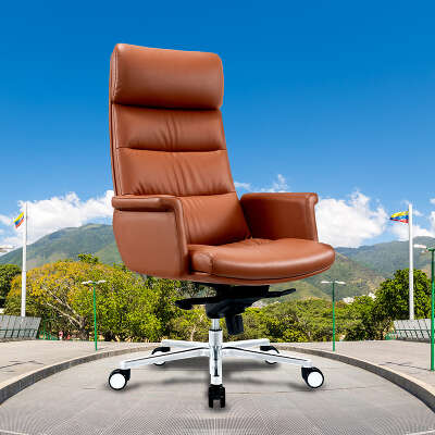 Кресло руководителя Cactus CS-LBR-CARACAS кожа крестов. алюминий