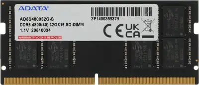 Память DDR5 32GB 4800MHz A-Data AD5S480032G-S RTL PC4-38400 CL40 SO-DIMM 262-pin 1.1В single rank Ret