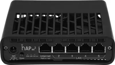 Роутер беспроводной MikroTik hAP ax2 (C52IG-5HAXD2HAXD-TC) AX1800 10/100/1000BASE-TX черный