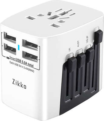 Адаптер для путешествий Zikko 4USB Worldwide Travel Adaptor (BST631)